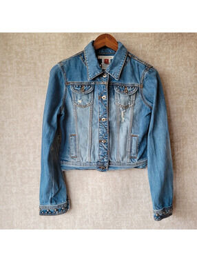 Stetson Studded Denim Jacket Womens Small Blue Button Pockets Country Western